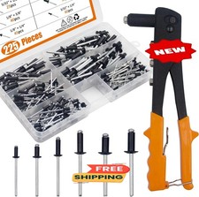 Kit surtido de remaches ciegos de aluminio negro de 225 piezas con herramienta d picture