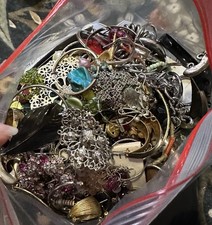HUGE LOT Vintage Junk Scrap Jewelry Wearable And Crafts 8 Pounds picture