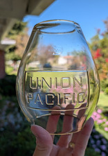 UNION PACIFIC CLEAR CAST CORNING BOX LOGO 1902 RAILROAD LANTERN GLOBE picture