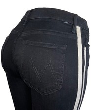 MOTHER Insider Crop Step Fray Kick Flare Jeans GUILTY RACER Black-Sz 28 LKNU picture