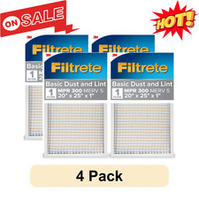 4 Pack Filtrete 20x25x1 Air Filter MERV 5 300 MPR Dust & Lint Pleated New picture