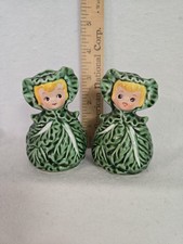 Vintage LEFTON Salt & Pepper CISSY Cabbage Cuties Pixie Girl Shakers Rare picture