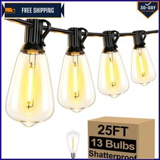 Elegant 25FT LED Outdoor String Lights - 13 Shatterproof Bulbs for Cozy Ambiance picture