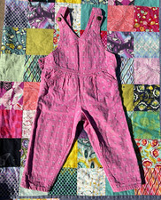 OshKosh B'gosh Girls Pink Denim Geometric Overall One-Piece 3T Cotton picture