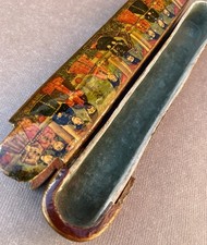 Antique Mid East Islamic Qajar Elites Hand-Made Lacquer Papier Mache Qalamdan picture