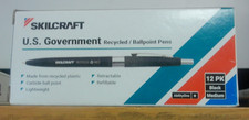 12 NEW SKILCRAFT U.S. GOVERNMENT BALL POINT PENS BLACK MEDIUM RECYCLED picture