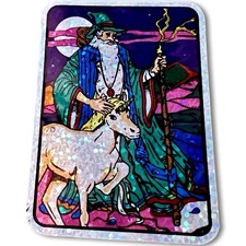 Retro Unicorn Prism Wizard Sticker Holographic 1980s Vintage REPRODUCTION Decal picture