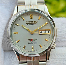 Vintage Citizen Automatic 21 Jewels Mens Watch Silver Dial Day Date Japan Steel picture