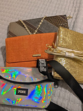 Vintage & Y2K Bag Lot (4 Pcs) VS PINK, Varon Snakeskin, Peck & Peck + Gold Mesh picture