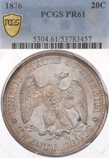 1876 20C PCGS PR61 Proof Twenty Cent Piece Silver Double Dime Seated Liberty picture