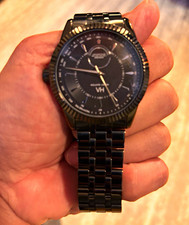 Henry Ashton Apexark Men's Quartz Analog 42mm Black SS Bracelet Tachymeter picture