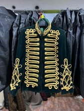 Green Velvet Military Napoleonic Hussars Tunic Gold Braided Officers Jacket picture