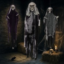 3Pcs Halloween Hanging Skeleton Ghosts Outdoor Decorations 4.6 ft, 3 ft, 3 ft~ picture