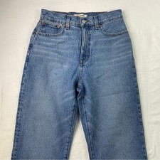 Madewell Women's Blue Cotton Solid High Rise Straight  Leg Jeans Size T26 NWT picture