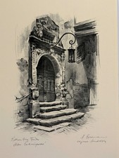 1960 Rothenburg Tauber Altes Rathausportal by Horst Rosemann Original Handabzug picture