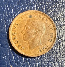 1946 Canadian Penny * King George VI and Maple Leaf * picture