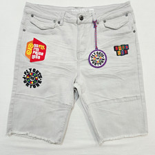 Born Fly Men's Shorts Grey Stone Color Distressed Patches Style Pockets Denim picture