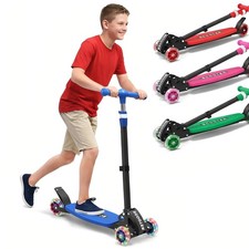 3 Wheel Kids Kick Scooter for Ages 3-12, Lean-to-Steer, Light-Up Wheels, 3-Le... picture