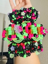 Gorgeous huge Detailed Kandi Cuff Rotator 2 Piece Rave Plur Edm Incredible picture