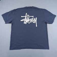 Stussy T Shirt Mens XL Navy Blue Big Logo Short Sleeve Streetwear Vintage Y2K picture