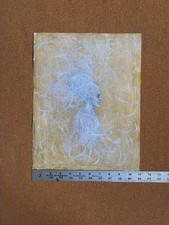 Whimsical original fine art figurative painting white and gold 14