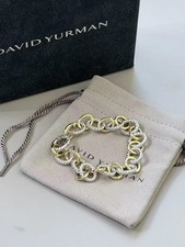 David Yurman silver 18k Gold Bracelet 12mm 7.5” Oval Link Chain 2 Tone Mixed picture