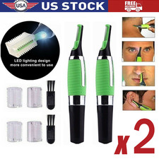 2PCS Men Nose Ear Face Neck Eyebrow Hair Mustache Beard Trimmer Shaver Clipper picture