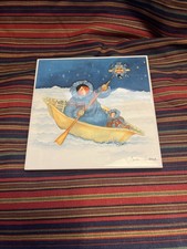 Vintage Barbara Lavallee 6 x 6 Ceramic Tile Wall Art Trivet Alaskan Inuit Canoe picture