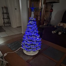 Vintage Ceramic Christmas tree (scioto) 21” Tall with blue star picture