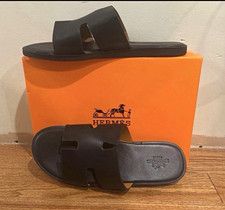 100% Authentic Hermes Izmir Black Leather Sandals Men’s US 8 EU 41 picture