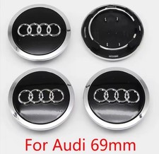 AUDI 4x  BLACK - CHROME 69 mm/2.72in Wheel Rim Center Hub Cap picture