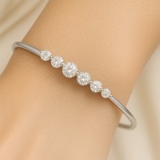 14K White Gold Diamond Bangle Bracelet 5 CT | Treated Diamonds | Certified picture