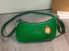COACH x PEANUTS Teri Shoulder Peppermint Patty Kelly Green CBJ77 Outlet NEW picture