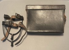 WWII German Cavalry Spurs w/ Straps & German Military Leather Pouch 1941 Stamped picture