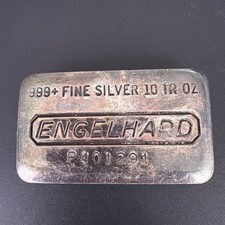 Vintage Engelhard 10 oz .999+ Fine Silver Bar P401291 P-Series Plain Back picture