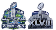 SB 60 48 Patch Seattle Seahawks Iron on or sewn (2 PC 4x4 Inch) picture