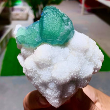 220G  Natural transparent green cubic fluorite mineral crystal sample/China picture