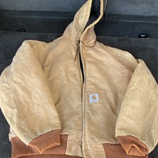 Vintage Carhartt Active Jacket Tan Brown Canvas Workwear Coat Men’s Large picture