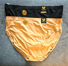 Wacoal Hi-Cut Brief Panties 3XL Black/Beige Solid Stretch 2 Pack 879362 NWT’S picture
