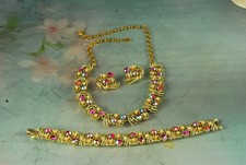 GORGEOUS~Vintage 1950s CORO Silver Tone Light Blue & AB Rhinestone Parure set picture