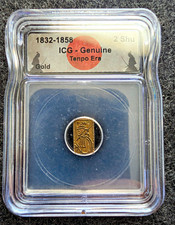 Japan 1832-1858 Tenpo 2 Shu Gold Coin ICG Genuine Edo Period picture
