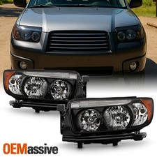 For 2006-2008 Subaru Forester [Halogen Type] Black Headlights Pair Left + Right picture