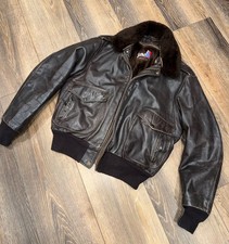 Vintage  Full Schott nyc 184sm leather flight jacket 44 brown bomber Jacket picture