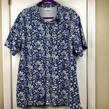 Columbia PFG Men's L Blue White Fish Tropical Floral Button-Up Breathable Mesh picture