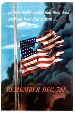Remember Dec 7th Pearl Harbor 1942 WWII Poster Print American Wall Art picture