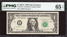 1981A $1 SAN FRANCISCO FRN. PMG GEM Uncirculated 65 EPQ Banknote. L/G Block. picture