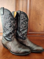 Vintage Nocona Boots Teju Lizard Men’s  Steel Grey Cowboy Boots, US 9 D picture