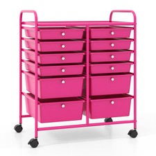 Costway 12-Drawer Rolling Storage Cart with Removable Drawers and Lockable Wheel picture