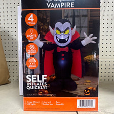 Halloween 4 ft Vampire Yard Inflatable LED Lights Up Self-Inflates Weather picture