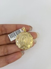 10k Virgin Mary Charm Pendant REAL 10Kt Religious Yellow Gold Genuine. picture